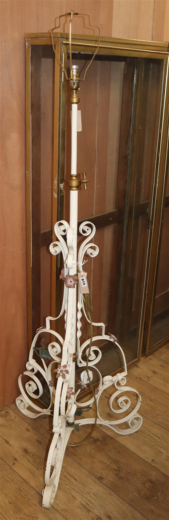 A wrought iron lamp standard H.157cm